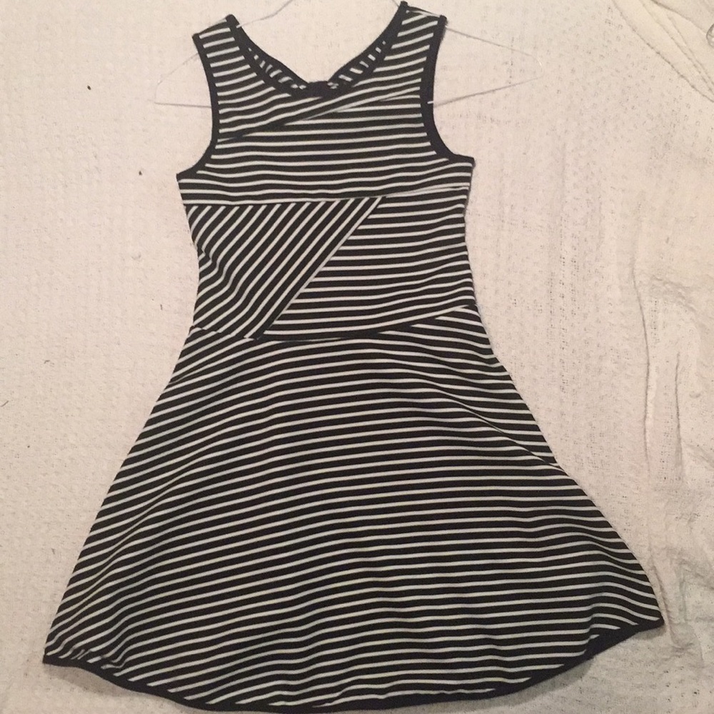Black and white striped dress